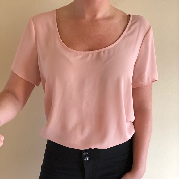 Express Tops - Sold ❗️HOST PICK❗️Express pink/coral dress shirt!